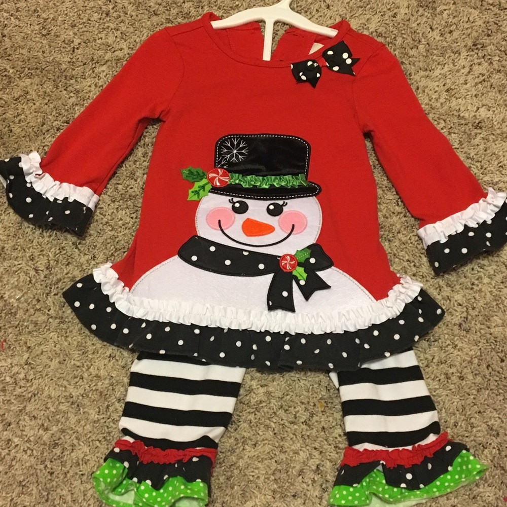 2 piece toddler girls snowman outfit